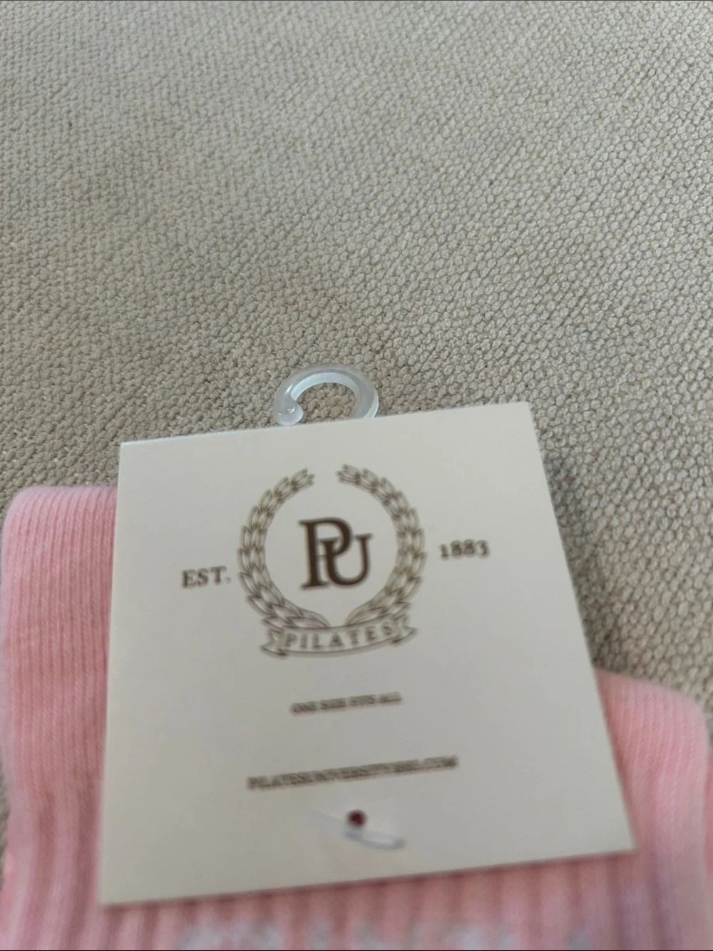 Pilates Univer 1883 Country Club Nonslip Grip Crew Socks, Pink, NWT